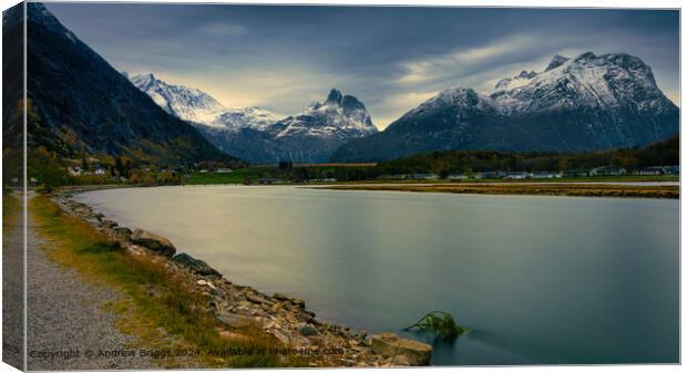 Andalsnes Mountain Landscape Canvas Print by Andrew Briggs