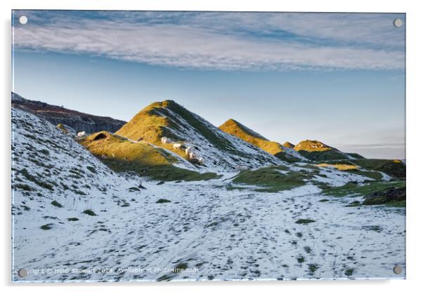 Llangattock Snowy Landscape Acrylic by Heidi Stewart