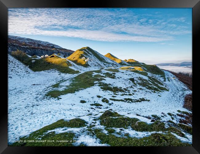 Llangattock Escarpment Snowscape Framed Print by Heidi Stewart