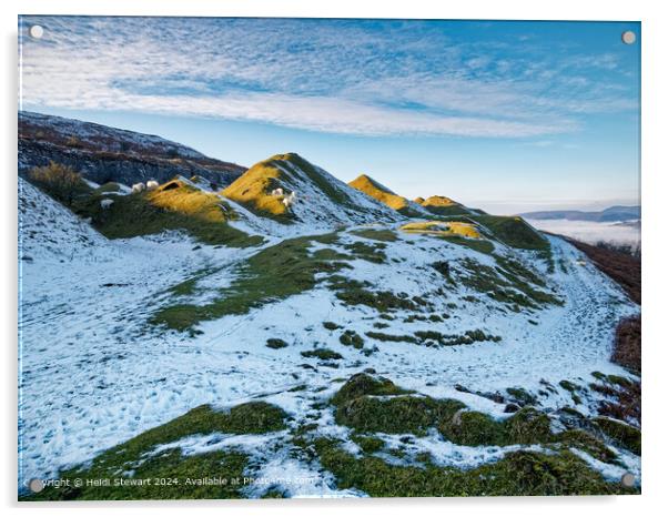 Llangattock Escarpment Snowscape Acrylic by Heidi Stewart