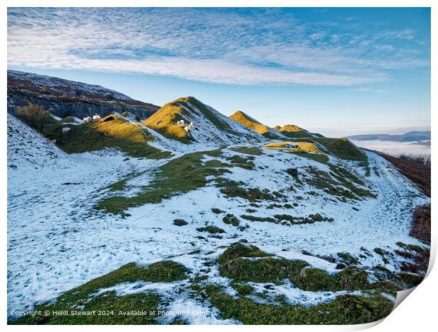 Llangattock Escarpment Snowscape Print by Heidi Stewart