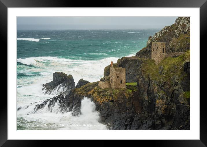 Coastal Sand, Sea, and Storm in Botallack, Cornwall Framed Mounted Print by Jason Thompson