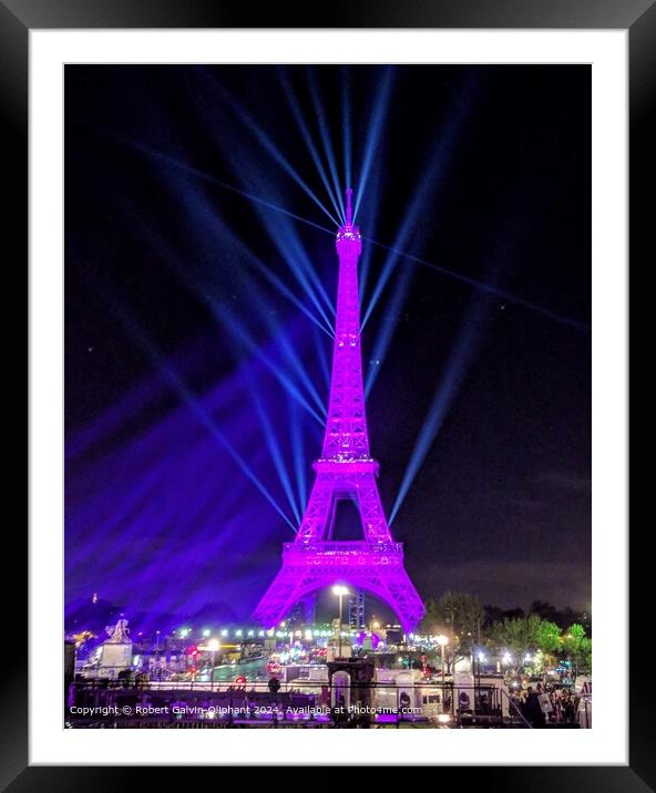 Eiffel Tower Night Lights Framed Mounted Print by Robert Galvin-Oliphant