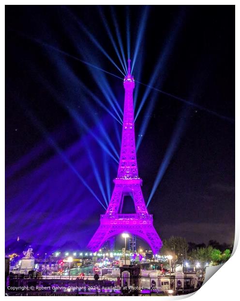 Eiffel Tower Night Lights Print by Robert Galvin-Oliphant