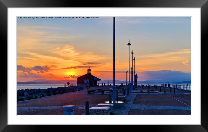 Morecambe Stone Jetty Sunset Framed Mounted Print by Michele Davis