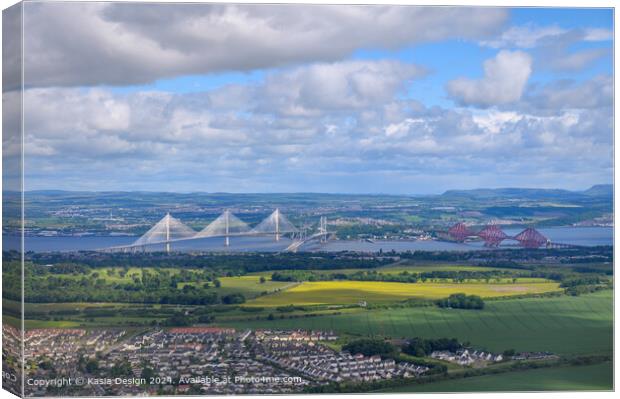 Three Bridges over the River Forth Canvas Print by Kasia Design