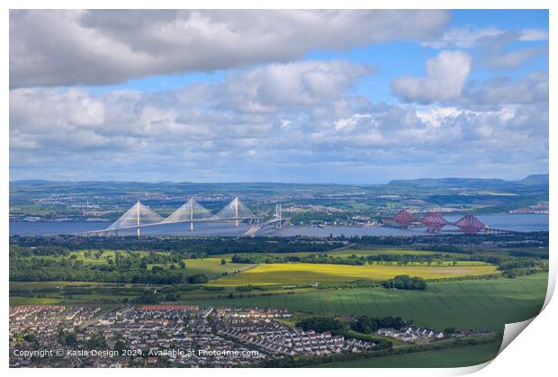 Three Bridges over the River Forth Print by Kasia Design