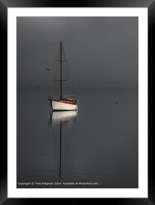 Serene Yacht on Knysna Lagoon Framed Mounted Print by Theo Potgieter