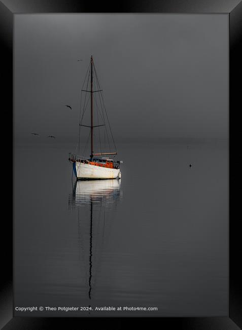 Serene Yacht on Knysna Lagoon Framed Print by Theo Potgieter
