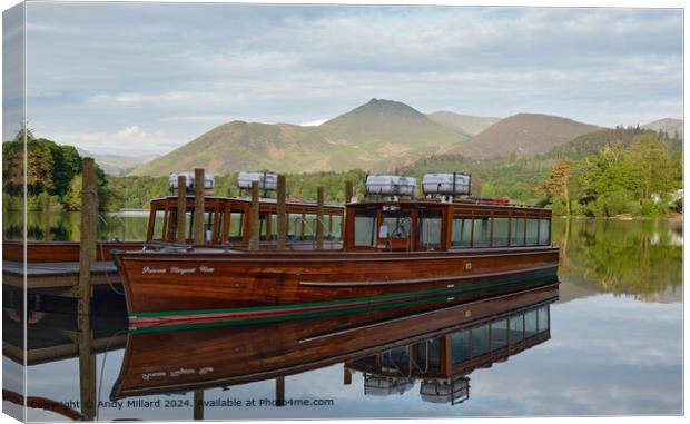 The launch Princess Margaret Rose on Derwentwater Canvas Print by Andy Millard