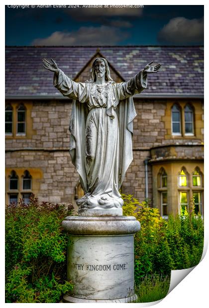 The Statue of Christ Print by Adrian Evans