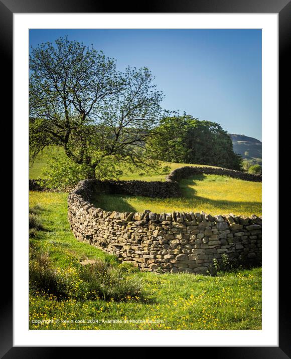 Swaledale Heart Stone Wall Framed Mounted Print by kevin cook