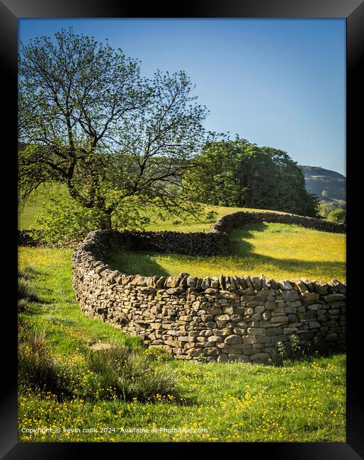 Swaledale Heart Stone Wall Framed Print by kevin cook