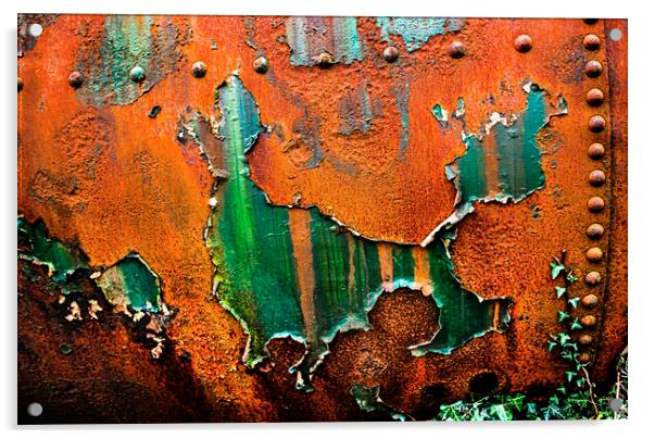 Rusty Decaying Petrol Tank Acrylic by Maggie McCall