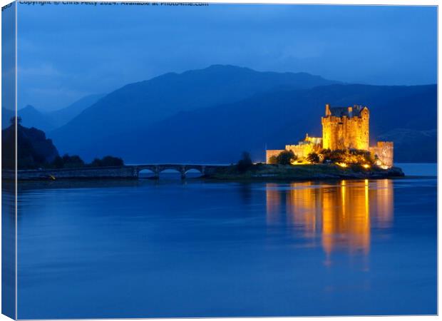 Eilean Donan Castle at night Canvas Print by Chris Petty