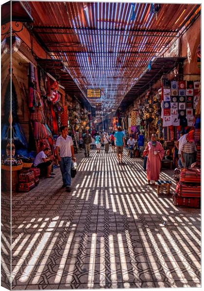 Marrakesh Souk Canopy Canvas Print by Kevin Hellon