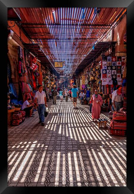 Marrakesh Souk Canopy Framed Print by Kevin Hellon