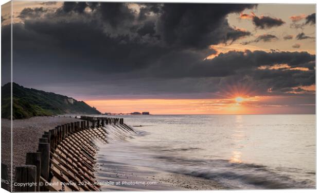 The Sun Goes Down On Overstrand Beach  Canvas Print by David Powley