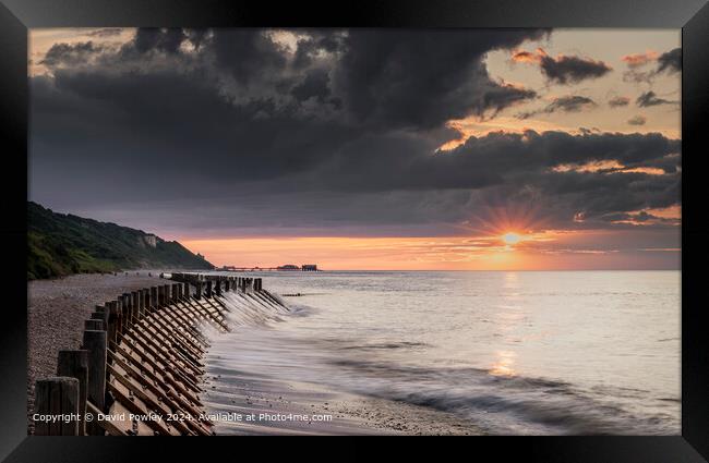 The Sun Goes Down On Overstrand Beach  Framed Print by David Powley