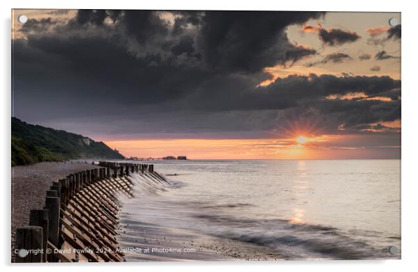 The Sun Goes Down On Overstrand Beach  Acrylic by David Powley