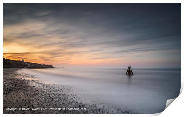 The Sun Goes Down on Happisburgh Beach Print by David Powley