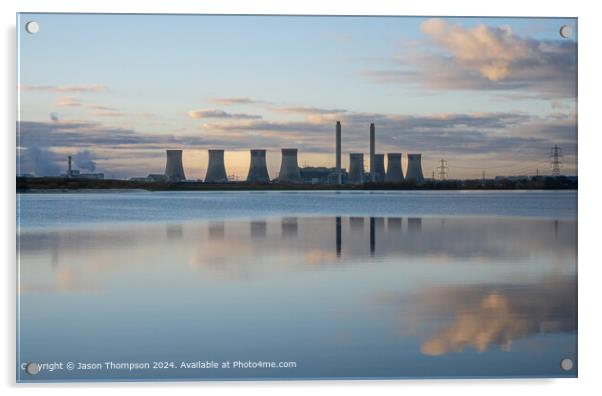 West Burton Power Station Sunset Acrylic by Jason Thompson