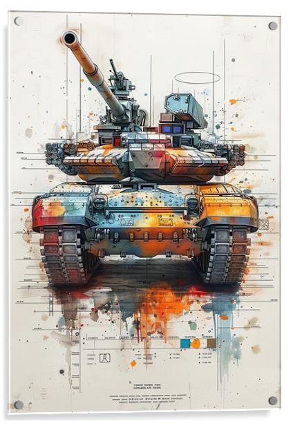 British Chieftan Tank Sketch Acrylic by Airborne Images