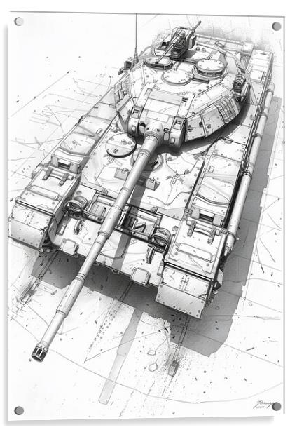 British Chieftan Tank Sketch Acrylic by Airborne Images