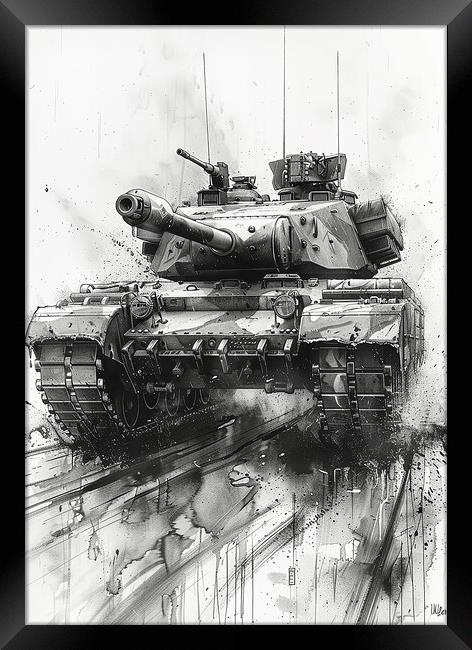 British Chieftan Tank Sketch Framed Print by Airborne Images