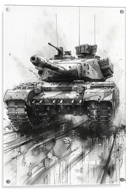 British Chieftan Tank Sketch Acrylic by Airborne Images