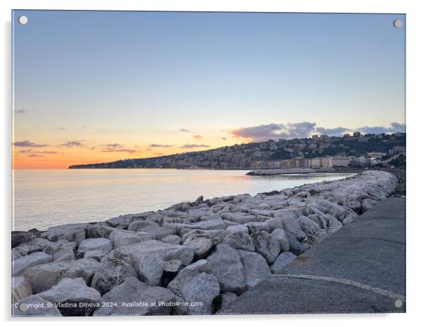 Sunset over Neapolitan Riviera Acrylic by Vladina Dineva