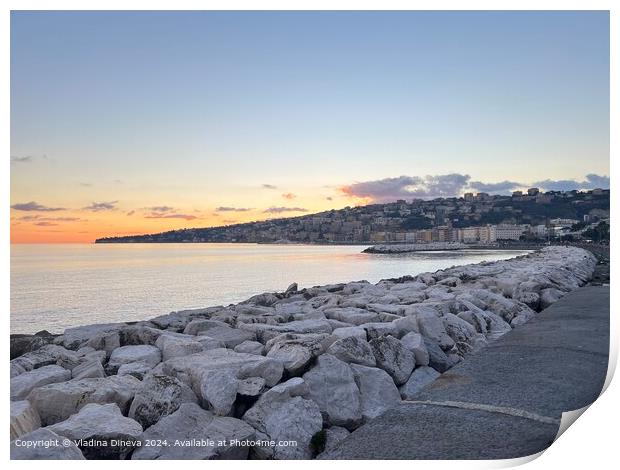 Sunset over Neapolitan Riviera Print by Vladina Dineva