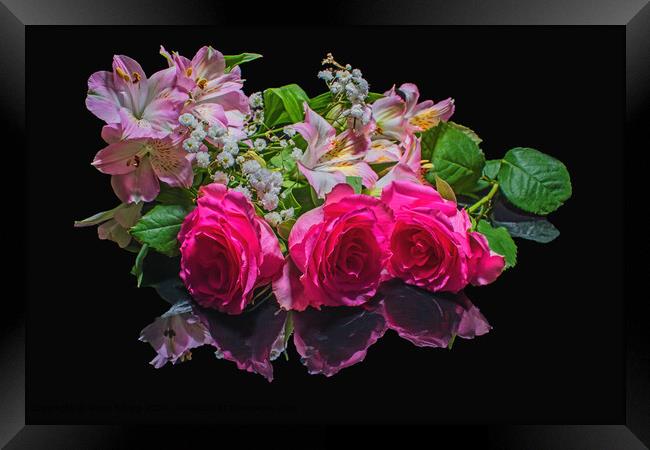 Beautiful Roses and Flowers with lovely Reflection, Still Life Framed Print by Kenn Sharp