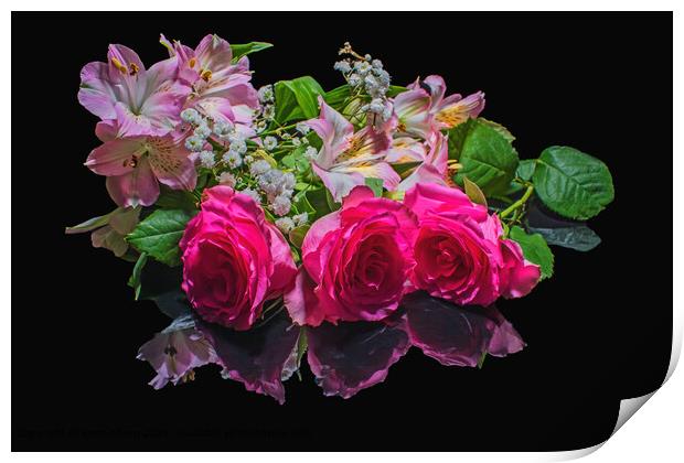Beautiful Roses and Flowers with lovely Reflection, Still Life Print by Kenn Sharp