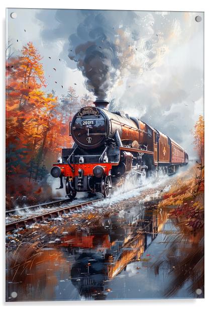 Romantic Steam Train Nostalgia Acrylic by T2 