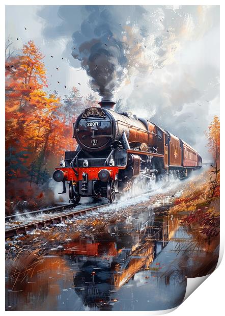 Romantic Steam Train Nostalgia Print by T2 