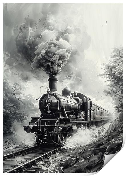 Steam Train Power Print by T2 