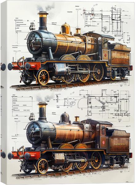 Steam Train Nostalgia Painting Canvas Print by T2 