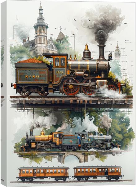 Steam Train Nostalgia Canvas Print by T2 