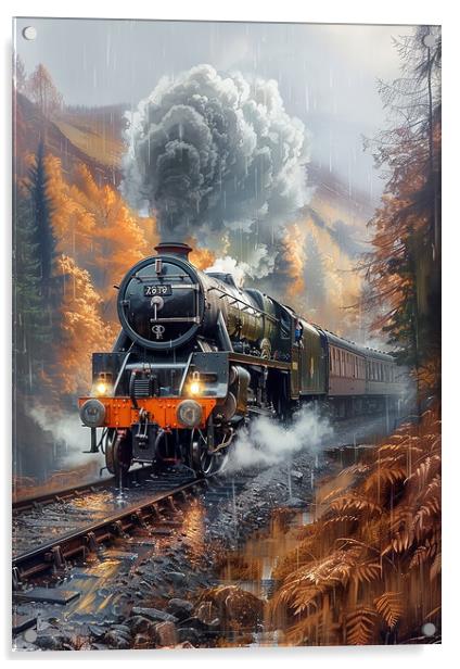 Steam Train Industrial Revolution Acrylic by T2 