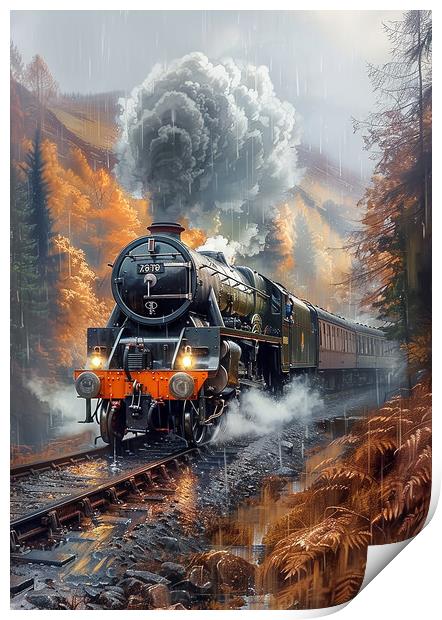 Steam Train Industrial Revolution Print by T2 