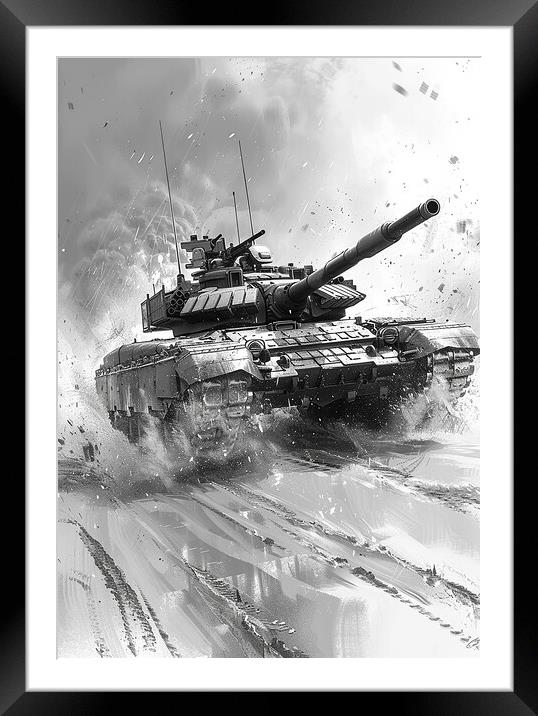 British Chieftan Tank Sketch Framed Mounted Print by Airborne Images