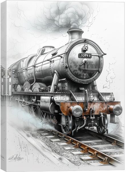Steam Train Sketch Canvas Print by T2 