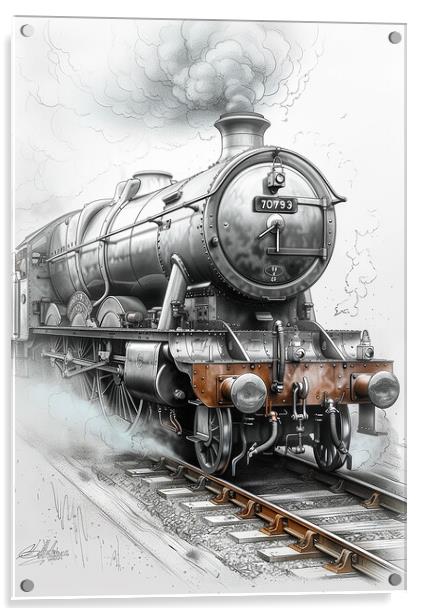 Steam Train Sketch Acrylic by T2 