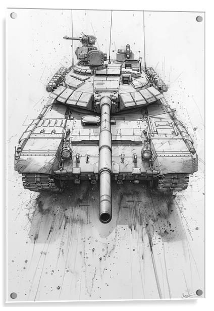 British Chieftan Tank Sketch Acrylic by Airborne Images