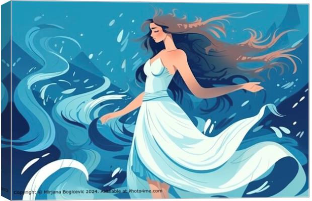 Graceful Woman Dancing in Ocean Canvas Print by Mirjana Bogicevic