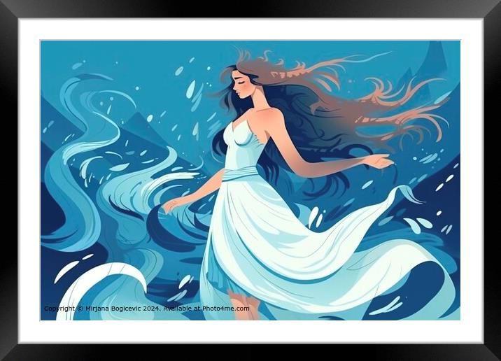 Graceful Woman Dancing in Ocean Framed Mounted Print by Mirjana Bogicevic