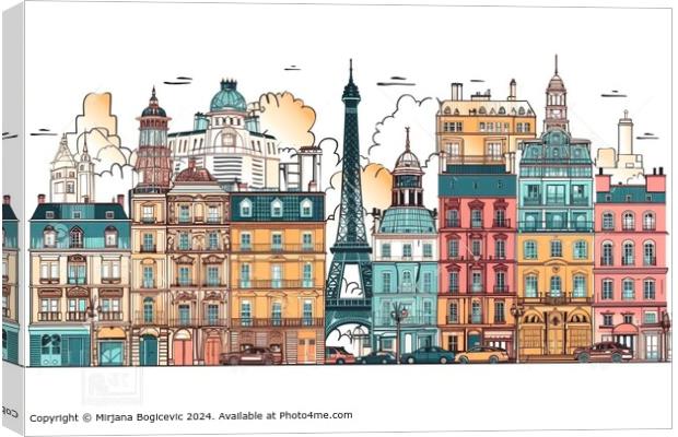 Paris Cityscape Eiffel Tower Canvas Print by Mirjana Bogicevic