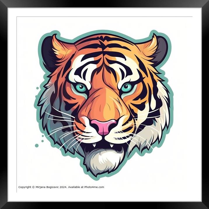 Tiger head isolated on the white background Framed Mounted Print by Mirjana Bogicevic