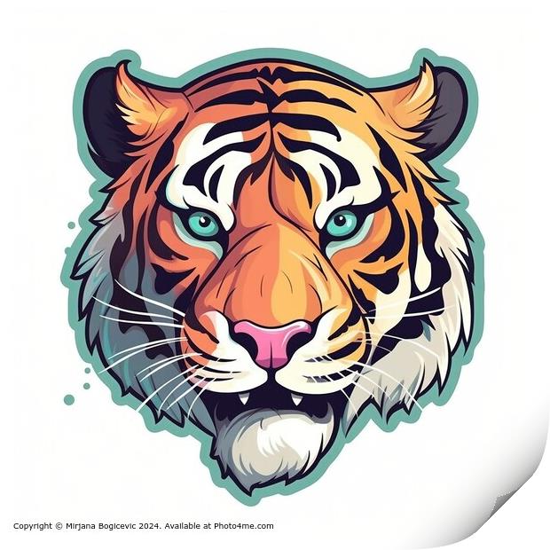 Tiger head isolated on the white background Print by Mirjana Bogicevic